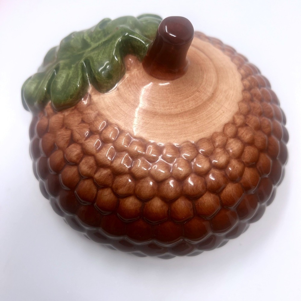 Vtg. Fall Ceramic Acorn‎ Candy/Cookie  Cannister/ Jar With Lid - Picture 15 of 16